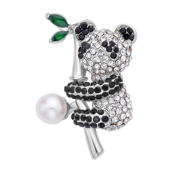 3er Set, Weiße Süßwasserzucht Perlen Broschen, Panda image number 7