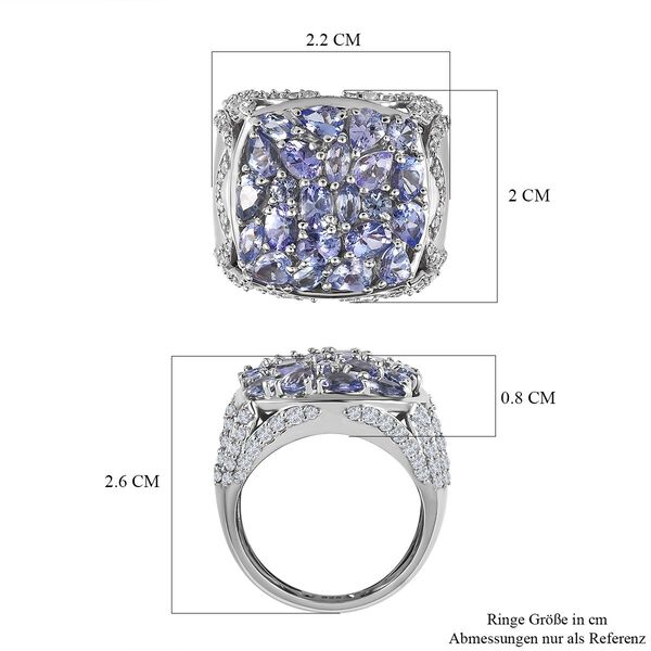 Tansanit und Zirkon Cocktail Ring - 4,06 ct. image number 7