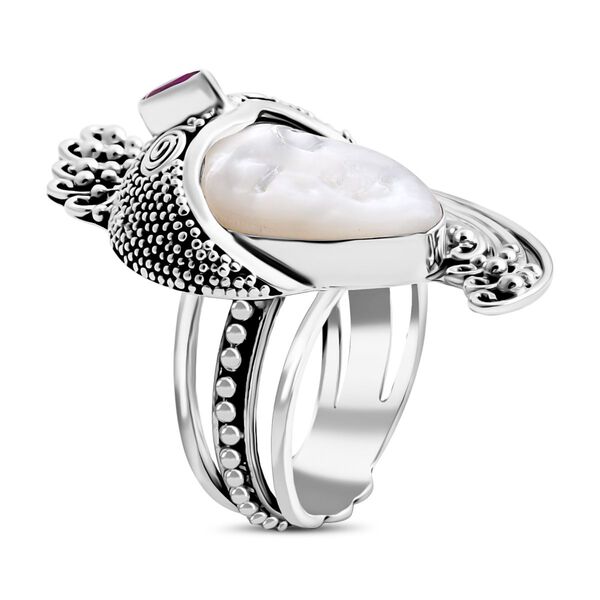 Royal Bali - Perlmutt, Ilakaka Rosa Saphir (Fissure gefüllt) Ring 925 Silber (Größe 17.00) image number 3