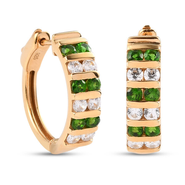 Nat&uuml;rlicher Chromdiopsid und Zirkon Ohrringe 925 Silber vergoldet ca. 2,14 ct image number 4