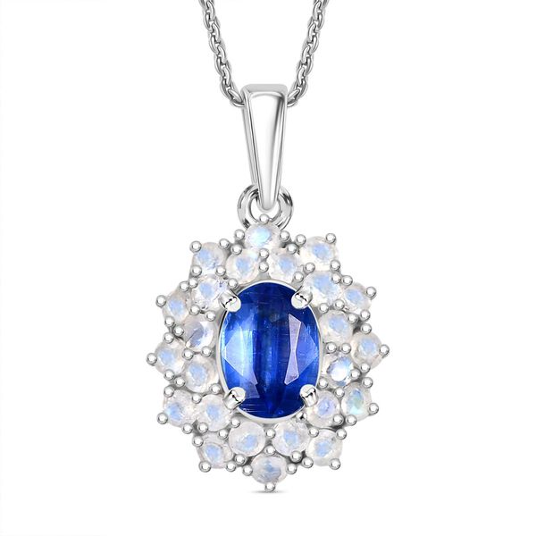 D'Joy AA Natürlicher Kaschmir Kyanit und Regenbogen Mondstein Anhänger mit 50cm Kette - 2,89 ct. image number 0