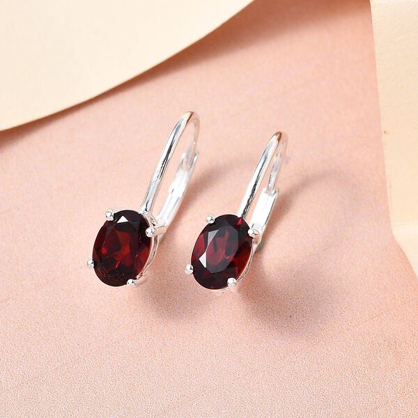 Rote Granat-Ohrringe, 925 Silber ca. 2,04 ct image number 2