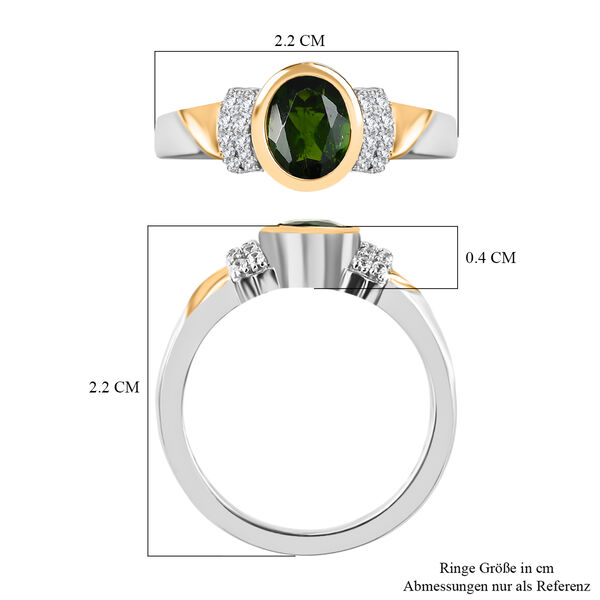 Nat&uuml;rlicher Chromdiopsid und Zirkon Ring 925 Silber Bicolor  ca. 0,98 ct image number 7