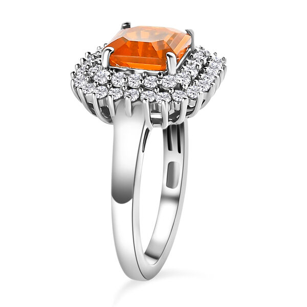 Salamanca Feueropal und weißer Zirkon-Ring, 925 Silber platiniert  ca. 1,71 ct image number 5