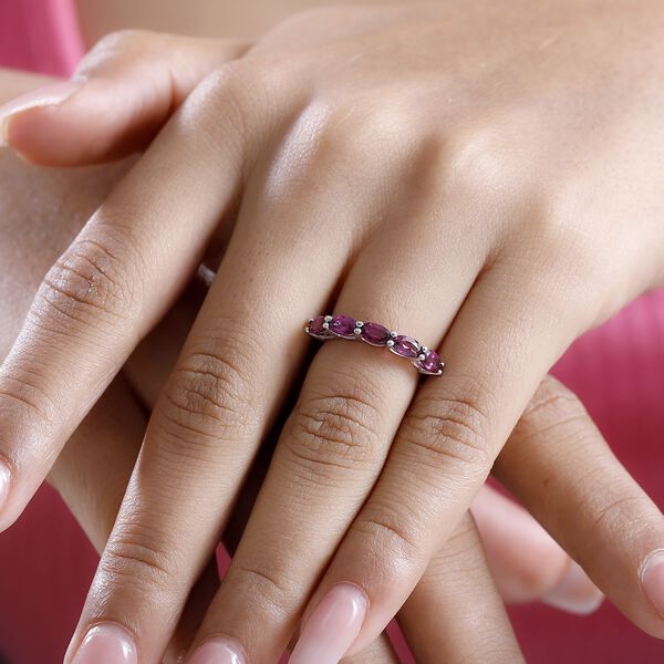 Natürlicher Rhodolith Granat Ring 925 Silber platiniert (Größe 20.00) ca. 1.46 ct image number 3