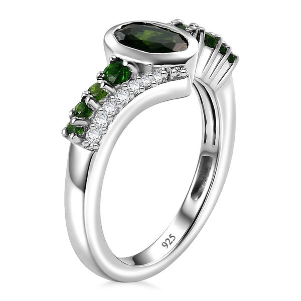 Nat&uuml;rlicher Chromdiopsid und ZirkonRing 925 Silber platiniert  ca. 1,18 ct image number 5