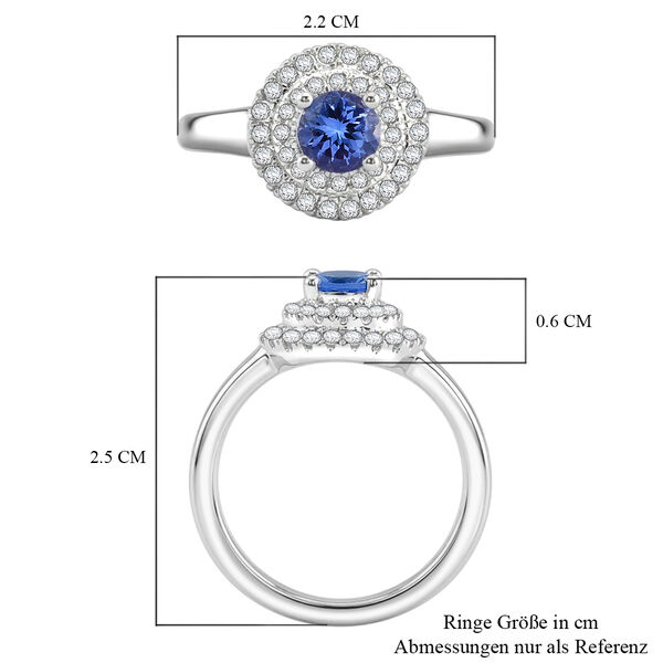 Tansanit und Zirkon-Ring, 925 Silber platiniert  ca. 0,90 ct image number 7