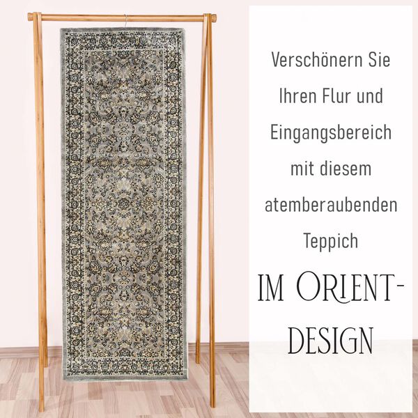 Moderner grauer & mehrfarbiger Läufer - 950 GSM, Größe: 66x180cm, grau image number 3