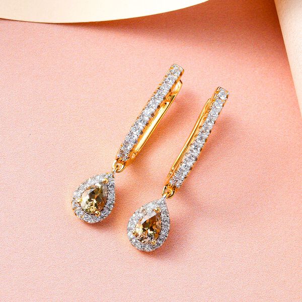 AA Nat&uuml;rliche, goldene Tansanit und wei&szlig;e Zirkon-Ohrh&auml;nger- 1,66 ct. image number 2