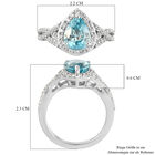 Kambodschanischer blauer und Weißer Zirkon Ring 925 Silber platiniert image number 5