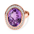 AAA Rose De France Amethyst, weißer Zirkon Ring, 925 Silber Roségold Vermeil (Größe 19.00) ca. 12.25 ct