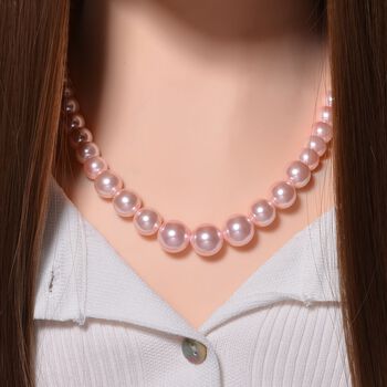 Rosa Muschelkernperle Halskette ca. 50 cm Reiner Edelstahl