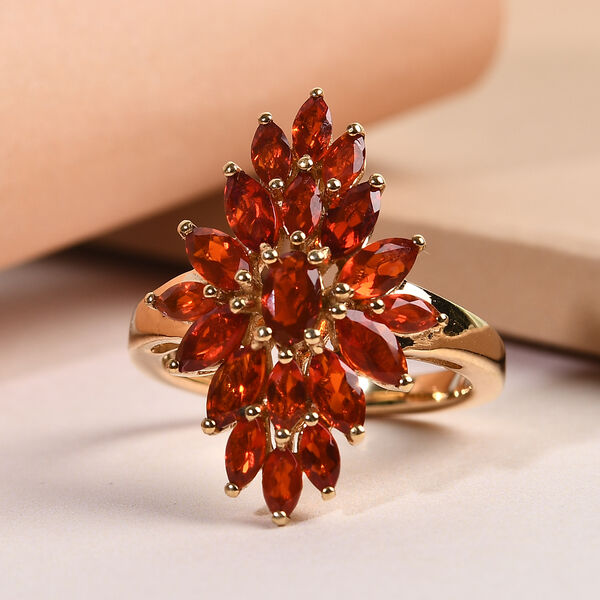 Mexikanischer Kirschd Feuer-Opal Ring 925 Silber vergoldet  ca. 1,44 ct image number 2