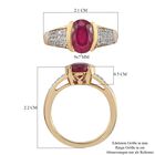 Fissure gefüllt Rubin und Zirkon Ring 925 Silber 585 Vergoldet image number 5