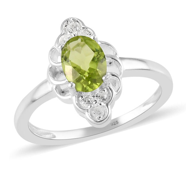 Natürlicher Peridot und Zirkon-Ring, 925 Silber  ca. 1,04 ct image number 4