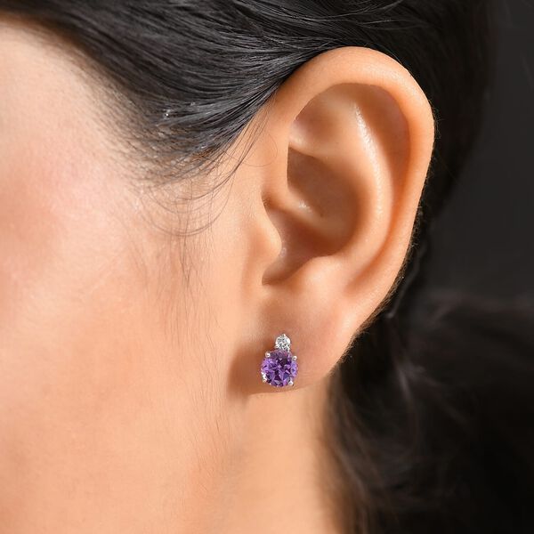 AAA Lab Created Farbwechsel-Saphir, Lab Grown Diamant Ohrringe 417 Gold ca. 3,15 ct. image number 1