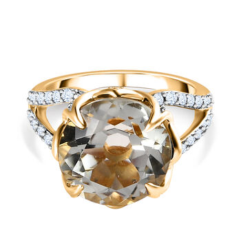 Prasiolith und Zirkon Ring - 8,06 ct.