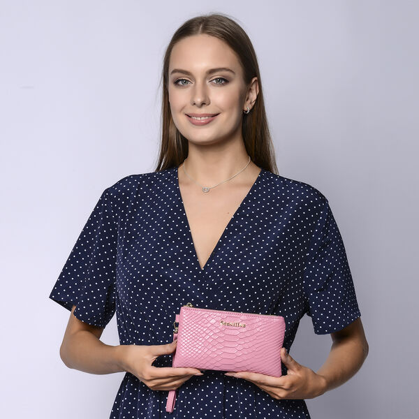 SENCILLEZ - 100% Leder Clutch, Babyrosa image number 2