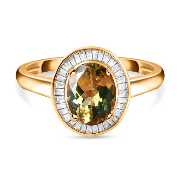 AAA Nat&uuml;rlicher goldener Tansanit und Diamant-Ring in 585 Gold - 1,92 ct.