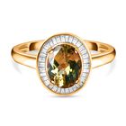 AAA Natürlicher goldener Tansanit und weißer Diamant-Ring, 585 Gold (Größe 20.00) ca. 1.92 ct
