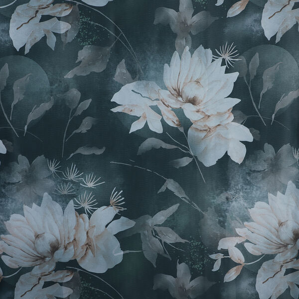 2er-Set - Verdunkelungsvorh&auml;nge mit 8 Metallringen, Blumenmuster, Dunkelgr&uuml;n-Schwarz und Wei&szlig;&nbsp; image number 2