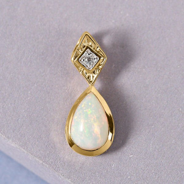 Natürlicher, äthiopischer Opal und Zirkon-Anhänger in Silber image number 3