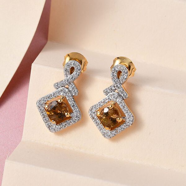 Natürliche, goldene Tansanit und Zirkon-Ohrringe - 1,92 ct. image number 2