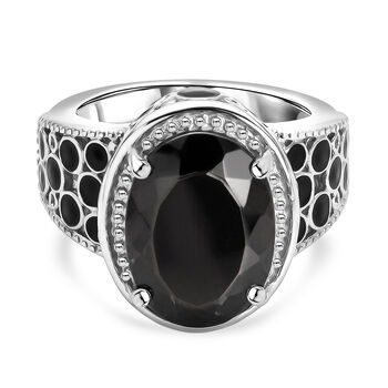 Elite Shungit Ring 925 Silber platiniert (Gr&ouml;&szlig;e 16.00) ca. 3,63 ct