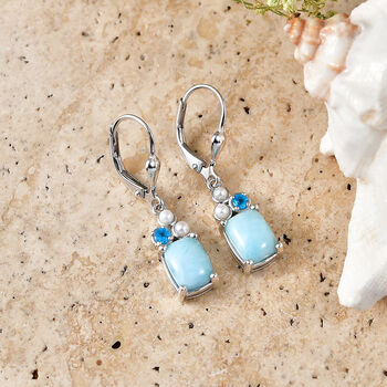 D'Joy AA Larimar, Neon Apatit Ohrringe 925 Silber Rhodiniert