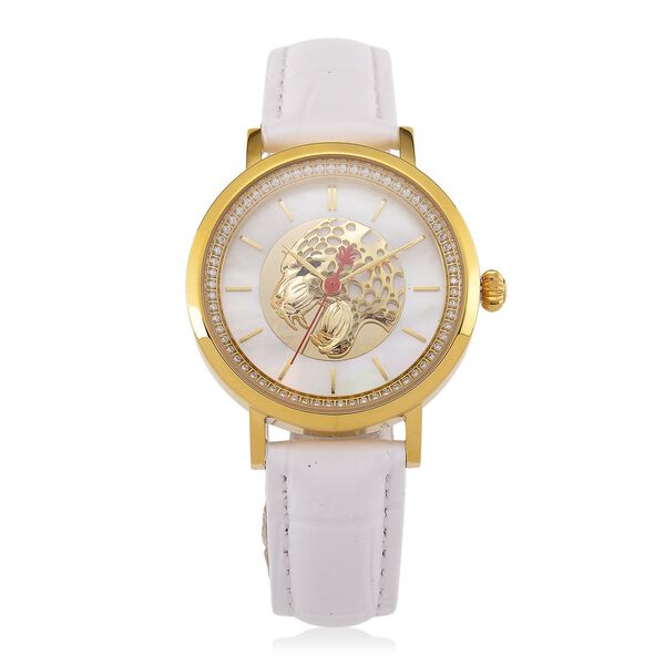 William Hunt - Moissanit Uhr, Swiss Ronda Uhrwerk, Reiner Edelstahl, goldfarben, ca. 0.20 ct