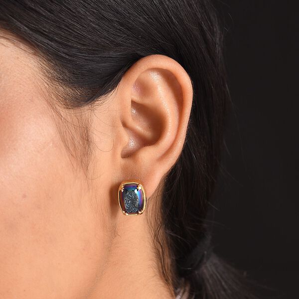 Blaue Fenster Drusy Ohrringe - 10,48 ct. image number 3