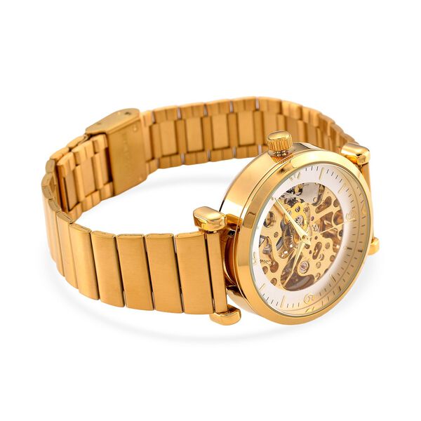 GENOA TIME V2 Automatik-Mechanische Uhr, weißes Zifferblatt mit Sonnenschein-Design, 3ATM Wasserdicht, 22 cm, gelb image number 5