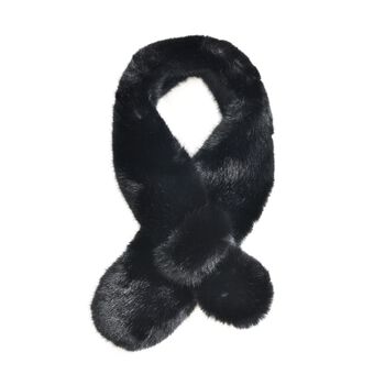 Flauschiger Kunst-Nerzpelz-Schlaufenschal, 89x11cm, Schwarz