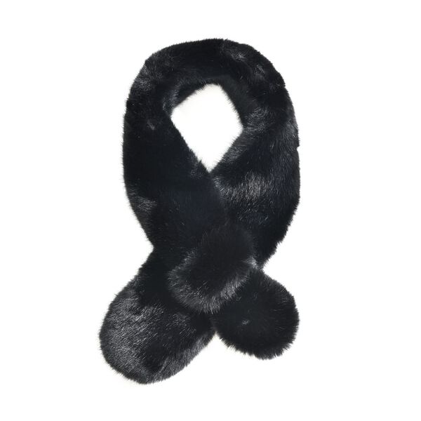 Flauschiger Kunst-Nerzpelz-Schlaufenschal, 89x11cm, Schwarz