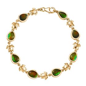 Ammolit Armband ca. 19 cm 925 Silber 750 Gelbgold Vermeil ca. 8.68 ct