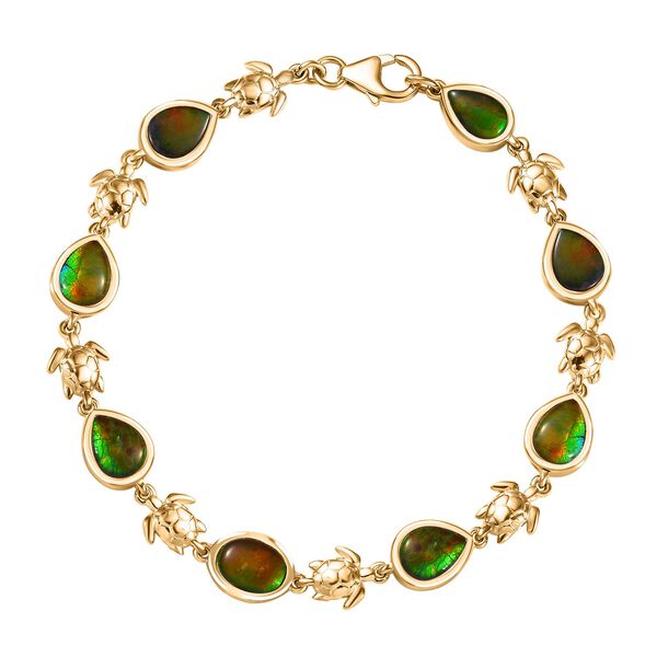 Ammolit Armband ca. 19 cm 925 Silber 750 Gelbgold Vermeil ca. 8.68 ct image number 0