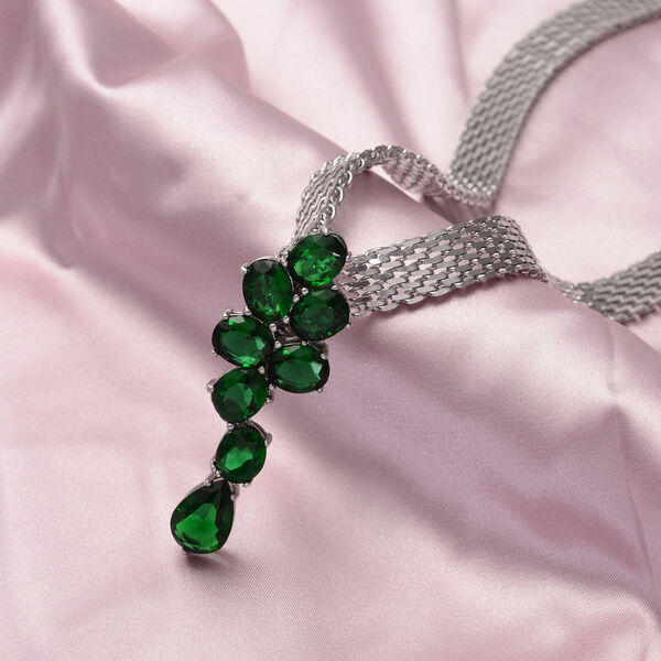 Simulierter Gr&uuml;ner Diamant Halskette40+10 cm Edelstahl ca. 24,40 ct image number 1