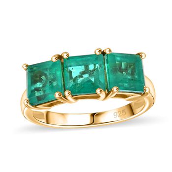 Smaragd Triplett Quarz Ring - 3,72 ct.