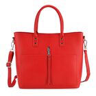 Echtleder Crossbody Tasche, mehrere Fächer, Reißverschluss vorne, 31 x 12.5 x 29 cm, Rot