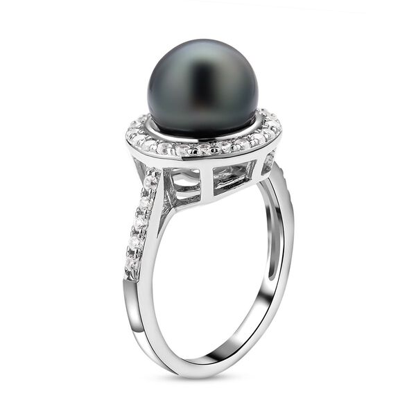 Tahiti-Zuchtperle und wei&szlig;er Zirkon-Ring, , 925 Silber rhodiniert image number 5