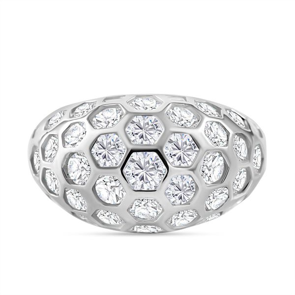 Zirkonia Ring im Honigwabe-Design