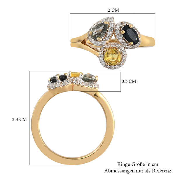 Mehrfarbiger Saphir und Zirkon-Ring, 925 Silber vergoldet  ca. 1,39 ct image number 7