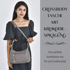 Crossbody-Tasche aus Leder mit Krokodilprägung, Grau image number 7