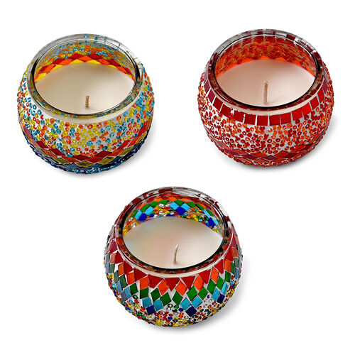 Handgefertigte Mosaikglas mit Sojawachs-Duftkerze 36 Std. Brenndauer 8ml natürliches Öl image number 0