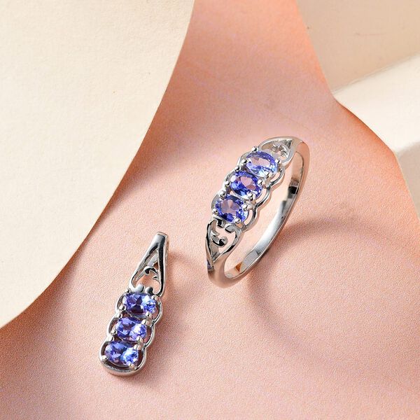2er-Set - AA Tansanit Schmuckset - 1,33 ct. image number 2