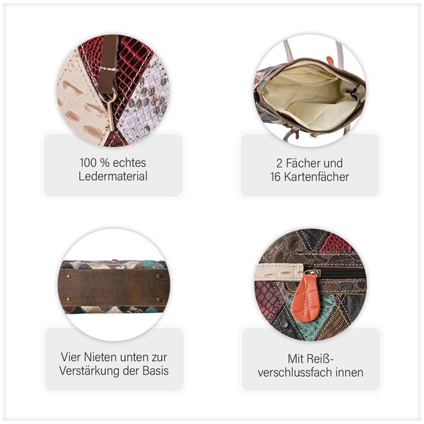 Chaos by Elsie-  Echtleder Tasche mit Regenbogen-Mattwebmuster image number 11