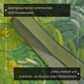 LA MAREY: Premium Selection - 100% Maulbeerenseiden-Halstuch, 35x150cm, Gr&uuml;ne Wiesen