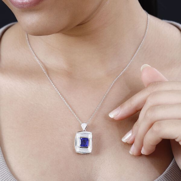 Tansanit-Farbe Quarz Anhänger 925 Silber rhodiniert ca. 2.71 ct image number 3