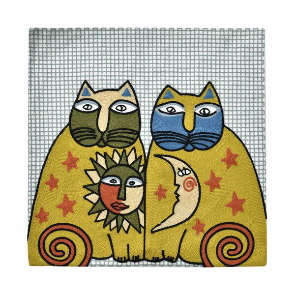Besticktes Kissenbezug, Katzenpaar, Sonne und Mond image number 9