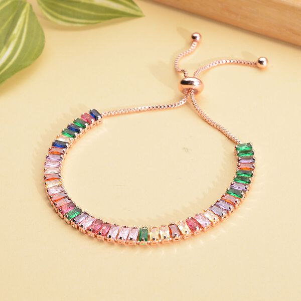 Mehrfarbiges Zirkonia Armband, ca. 15.25 cm, reines Messing ca. 19,50 ct image number 2